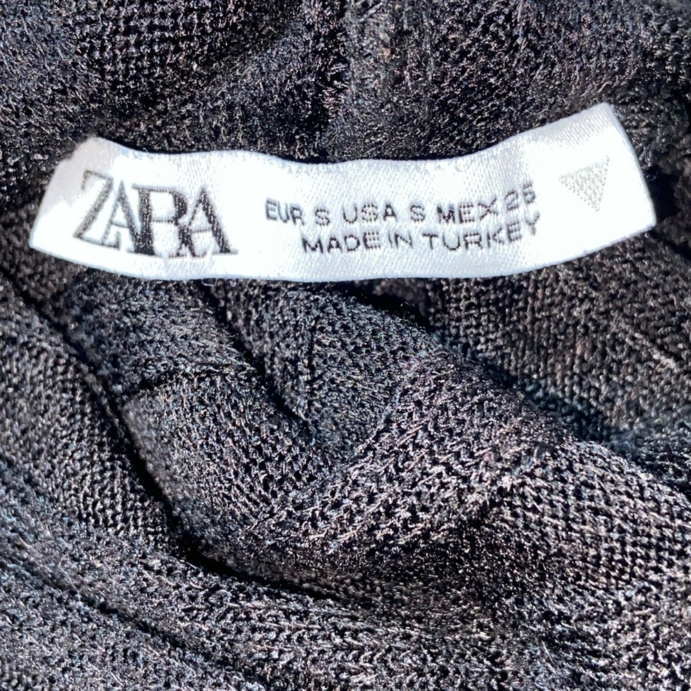 ZARA ribbed turtleneck long sleeves black crop‎ Top size small - Picture 4 of 12